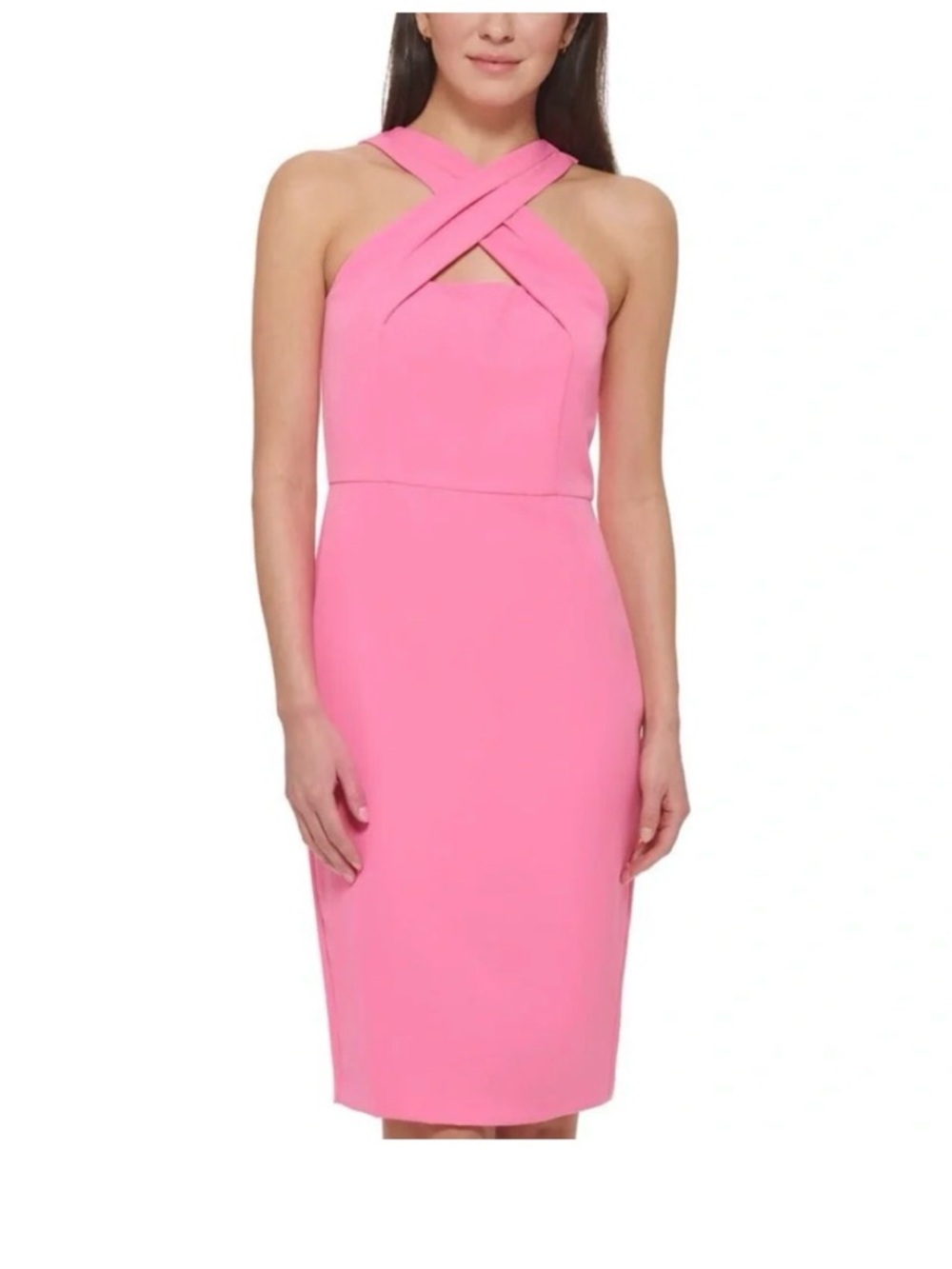 Vince Camuto Pink One-Shoulder Cross-Front Sheath Dress